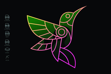 Brand New Design Lineart Hummingbird Tattoo Illustration