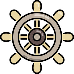 Ship's wheel line icon