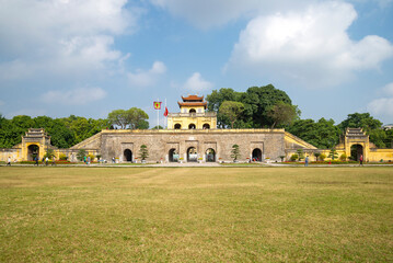 View on the southern gate of Doan Mon ancient city fortress Thang Long. Hanoi, Vietnam