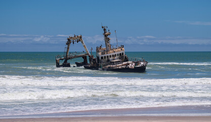 a stranded ship at the Skeleton Coast, Namibia