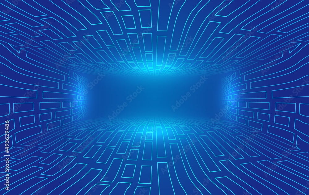 Poster ribbon lines rectangular longitudinal extension of future science and technology sense of space back
