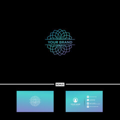 Traditional asian colorful floral pattern logo design minimalist