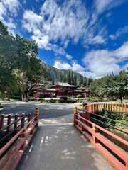Temple, bridge over the river