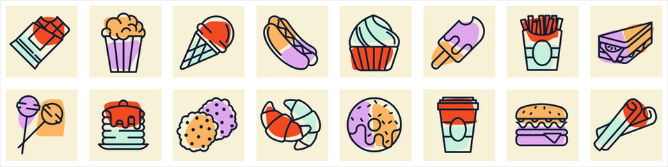 Fastfood set icon symbol template for graphic and web design collection logo vector illustration