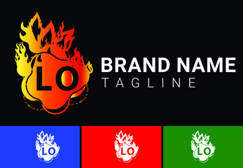 Fire LO Letter Logo And Icon Design Template