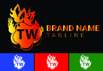 Fire TW Letter Logo And Icon Design Template