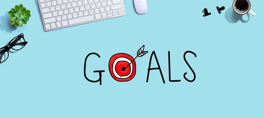 Goal concept with a computer keyboard and a mouse