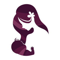 profile mother with baby