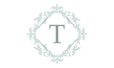 Obraz premium Elegant floral monogram design template for letter T. Wedding monogram. Calligraphic elegant ornament. Business sign, identity monogram for restaurant, boutique, hotel, heraldic, jewelry.