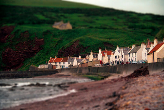 Tilt shift - Overview of pennan village - Scotland - UK