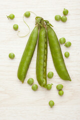 Green peas close up. Photo of food on a light background