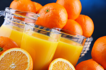 Glasses with freshly squeezed orange juice