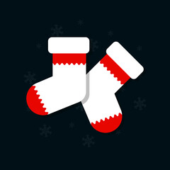 Cute cartoon Christmas sock, Christmas sock icon, Vector and Illustration.	