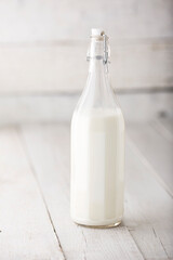 Bottle of milk. Food photography, light background