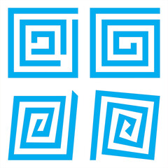 Set of geometric maze patterns, hypnotic patterns, hypnotic door, sharp corners, abstract art vector