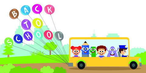 Adorable students take school bus to school