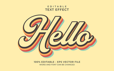 Hello vintage editable text effect © hiznysyahril