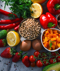 Assorted organic food products on the table
