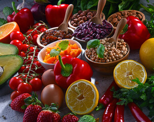 Assorted organic food products on the table