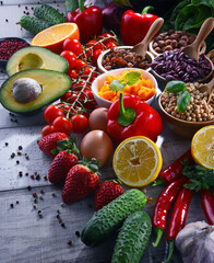 Assorted organic food products on the table