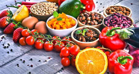 Assorted organic food products on the table