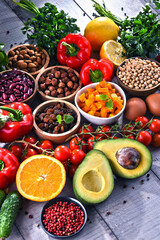 Assorted organic food products on the table