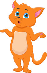 cartoon cute cat on white background