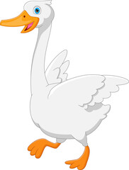 cute swan cartoon on white background