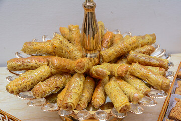 Variety of traditional moroccans sweets. Holiday. Events.