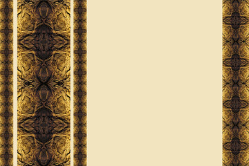 beige background with vertical border of patterned stripes close-up with copy space