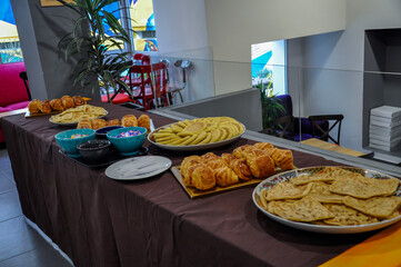 Moroccan pastries and croissants buffet