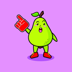 Cute Cartoon Pear fruit with foam finger glove in modern design 