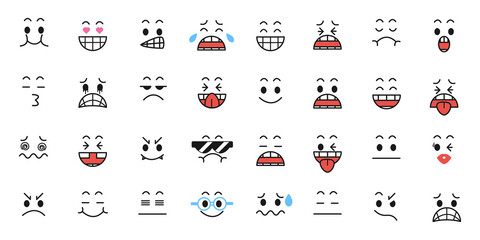 Fototapeta premium Set of Funny cartoon with Facial Expressions.