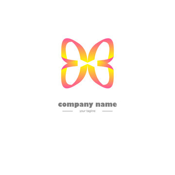 3d butterfly shape logo with gradient color