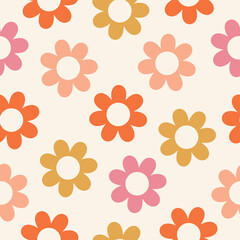 Seamless pattern with colorful daisies.