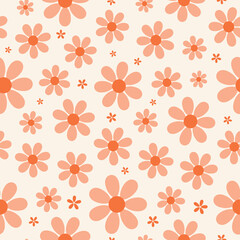 Seamless pattern with orange daisies