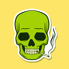 hand drawn smoking skull doodle illustration for stickers poster etc premium vector