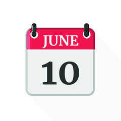 Calendar on white background. 10 June.