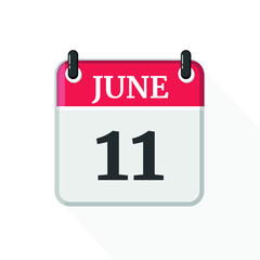 Calendar on white background. 11 June. 