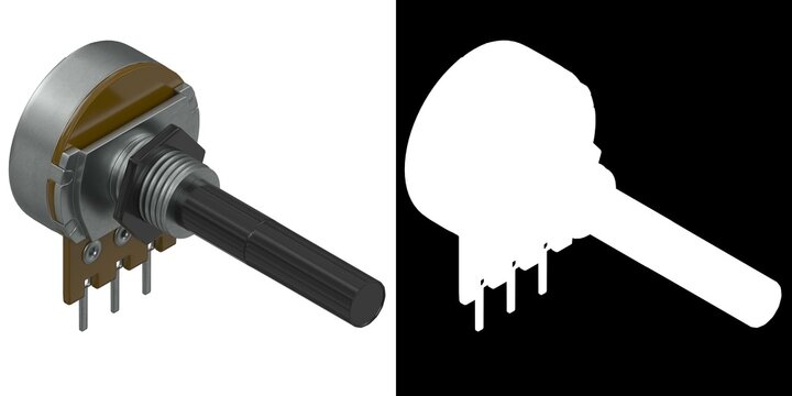3D rendering illustration of a single turn potentiometer