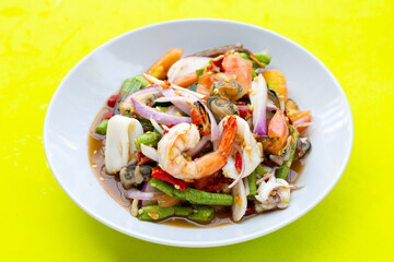 Thai spicy salad with seafood
