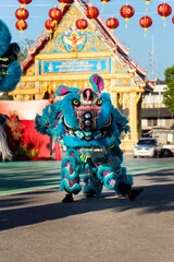 Fototapeta na wymiar The lion dance is a Chinese culture that is performed every year.