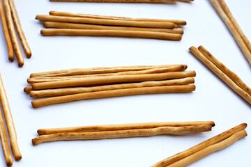 Bread sticks on white background