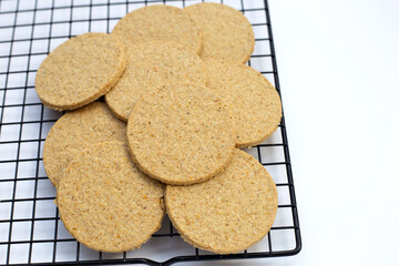 Oatcakes on a white background.