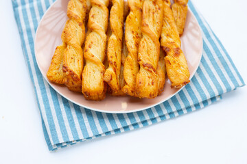 Bread sticks on white background