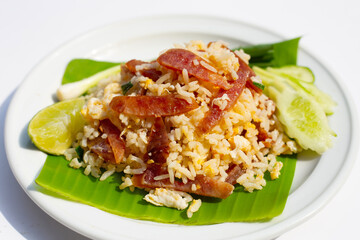 Fried rice with chinese sausage.