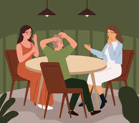 friends at the table in restaurant