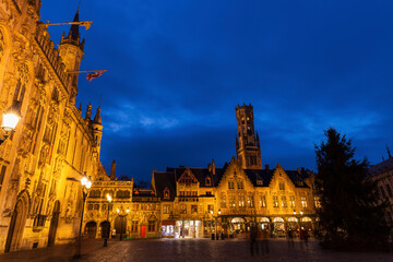 Fototapeta na wymiar Bruges City Hall on Burg Square