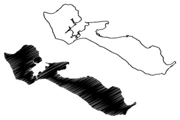 Re island (French Republic, France) map vector illustration, scribble sketch Ile de Ré, Rhe or Rhea map