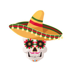 mexican skull with hat